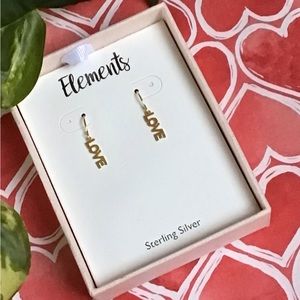 LOVE Drop Earrings Gold-Plated Sterling Silver
